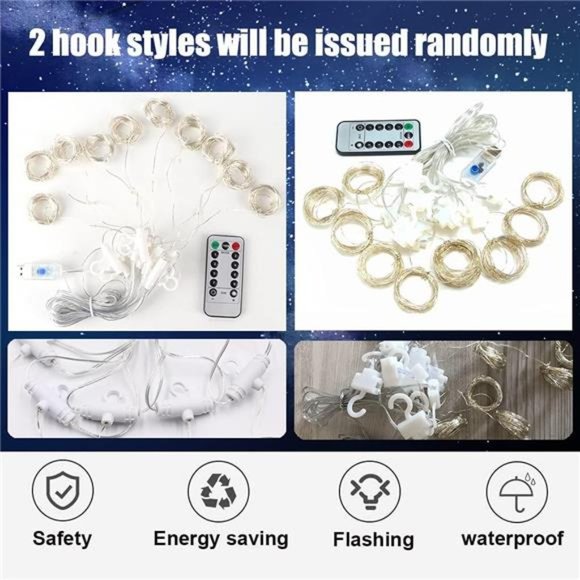 Led Fairy String Curtain Lights with Remote for Indie Room Decor Teenage Girls - Picture 4 of 6